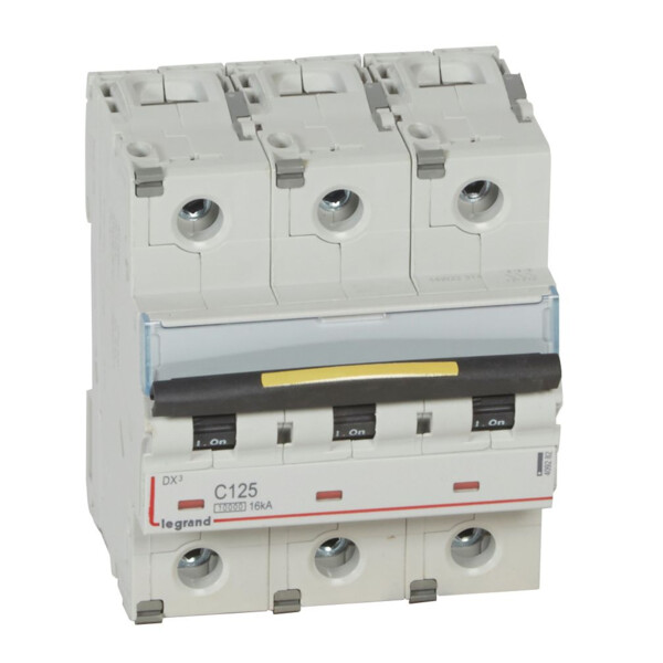 Disjoncteur dx³ 10000-vis/vis-3p-400v~-125a-16ka-courbe c-départ-peigne hx³ trad 3p - Legrand - 409282