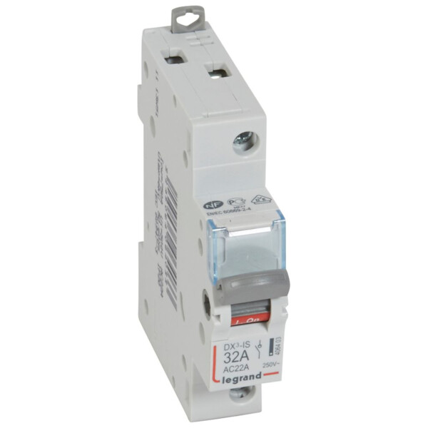 Interrupteur sectionneur de tête DX-IS - vis/vis - 1P - 250 V~ - 32 A - 1 M - Legrand - 406403