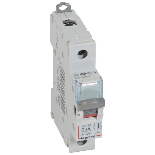 Interrupteur sectionneur de tête DX-IS - vis/vis - 1P - 250 V~ - 63 A - 1 M - Legrand - 406412