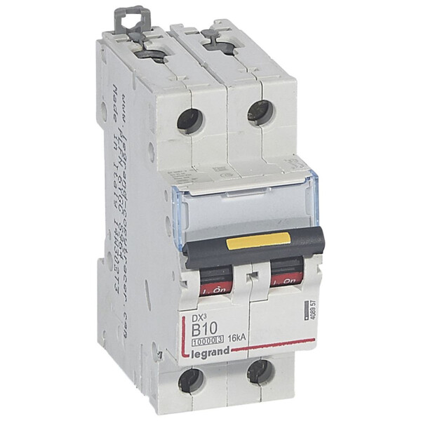 Disjoncteur dx³ 10000-vis/vis-2p-230/400v~-10a-16ka-courbe b-protect départ - Legrand - 408957