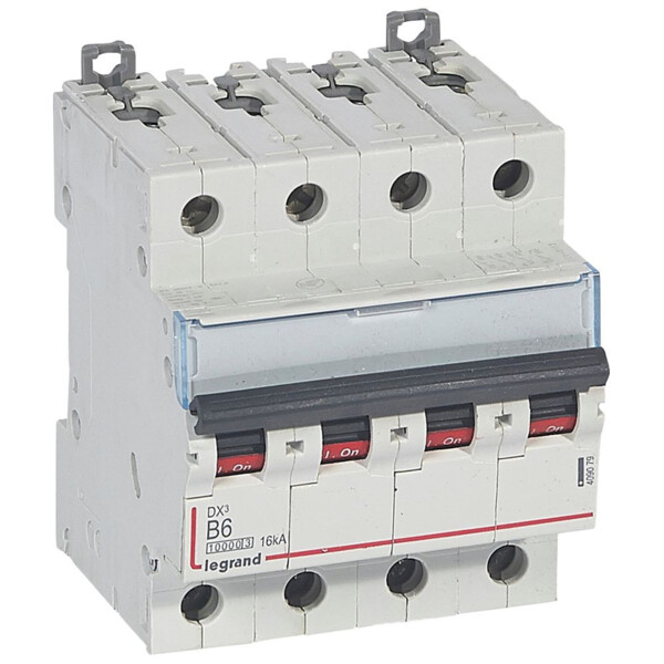 Disjoncteur dx³ 10000-vis/vis-4p-400v~-6a-16ka-courbe b-protect départ - Legrand - 409079