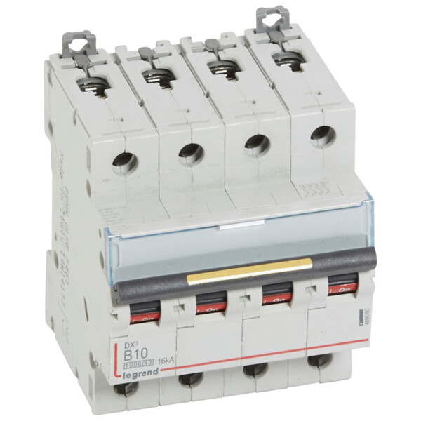 Disjoncteur dx³ 10000-vis/vis-4p-400v~-10a-16ka-courbe b-protect départ - Legrand - 409080