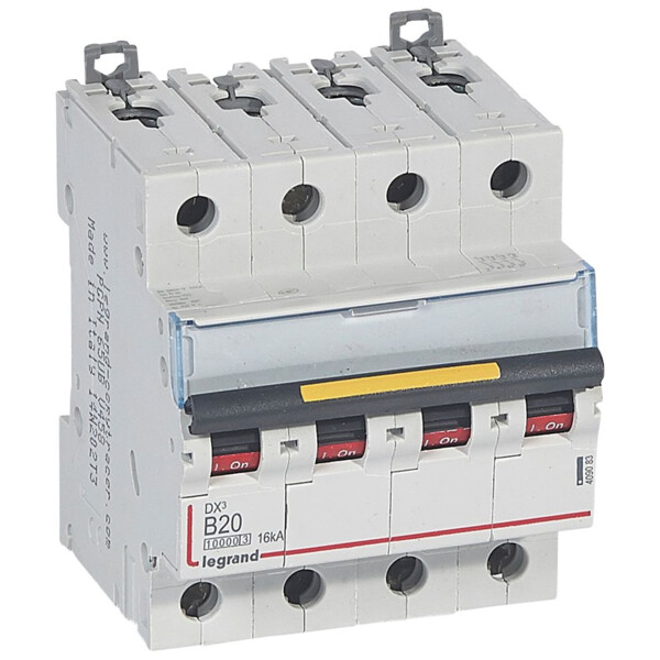 Disjoncteur dx³ 10000-vis/vis-4p-400v~-20a-16ka-courbe b-protect départ - Legrand - 409083