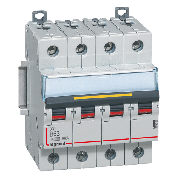 Disjoncteur dx³ 10000-vis/vis-4p-400v~-63a-16ka-courbe b-protect départ - Legrand - 409088