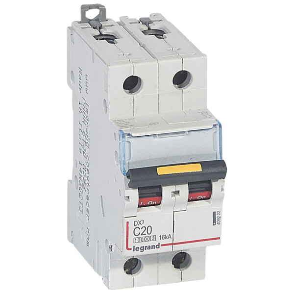 Disjoncteur dx³ 10000-vis/vis-2p-230/400v~-20a-16ka-courbe c-protect départ - Legrand - 409222