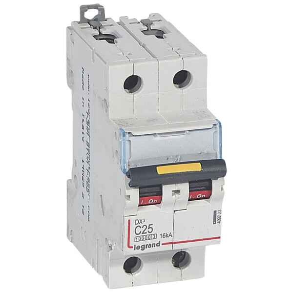 Disjoncteur dx³ 10000-vis/vis-2p-230/400v~-25a-16ka-courbe c-protect départ - Legrand - 409223