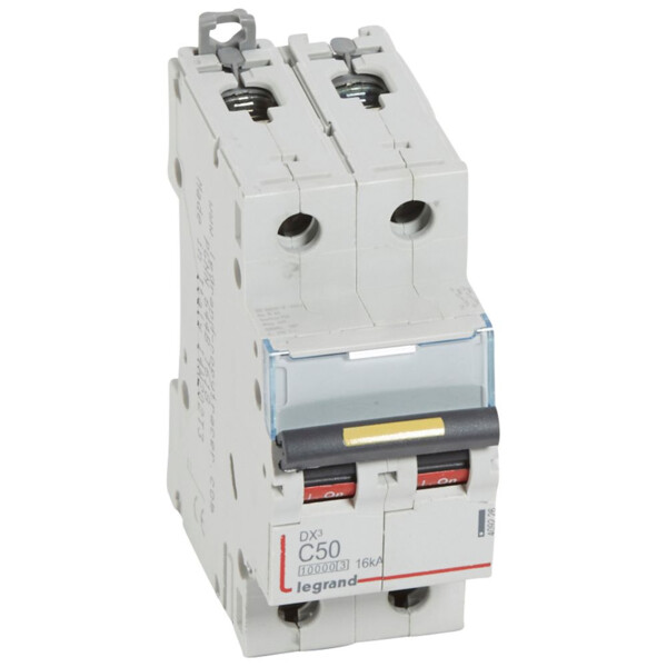 Disjoncteur dx³ 10000-vis/vis-2p-230/400v~-50a-16ka-courbe c-protect départ - Legrand - 409226