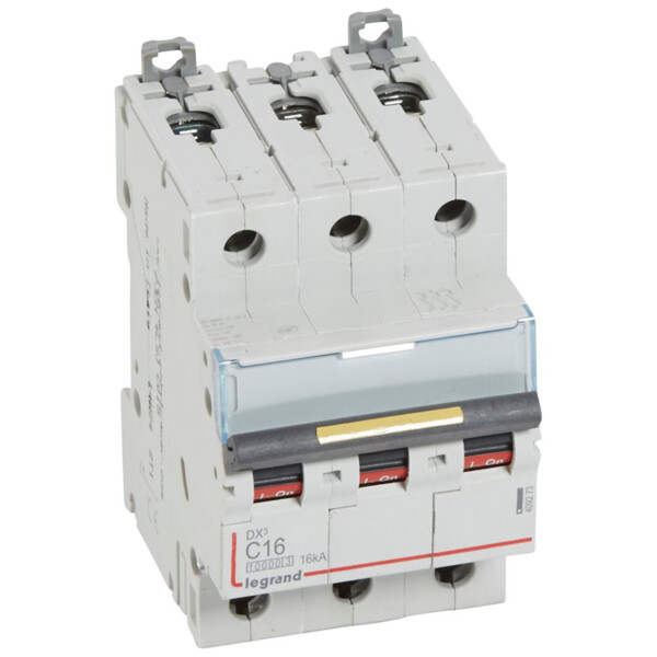 Disjoncteur dx³ 10000-vis/vis-3p-400v~-16a-16ka-courbe c-départ-peigne hx³ trad 3p - Legrand - 409273