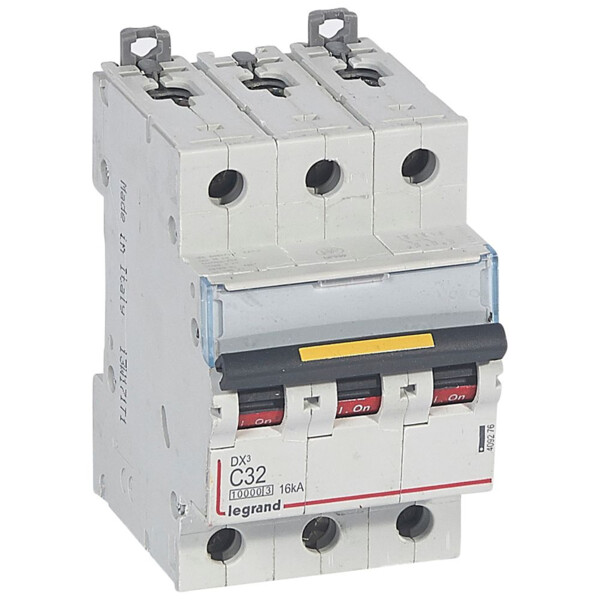 Disjoncteur dx³ 10000-vis/vis-3p-400v~-32a-16ka-courbe c-départ-peigne hx³ trad 3p - Legrand - 409276