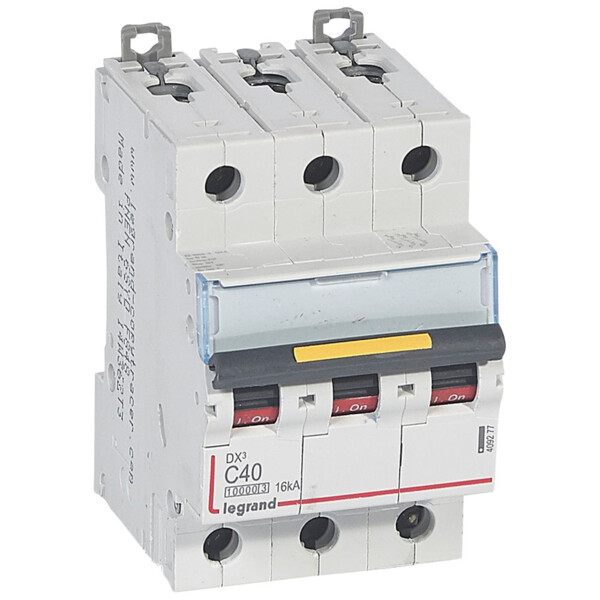 Disjoncteur dx³ 10000-vis/vis-3p-400v~-40a-16ka-courbe c-départ-peigne hx³ trad 3p - Legrand - 409277