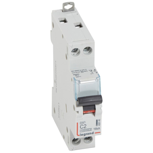 Disjoncteur dx³ 10000-vis/vis-u+n-230v~-2a-16ka-courbe c-protect départ - Legrand - 409145