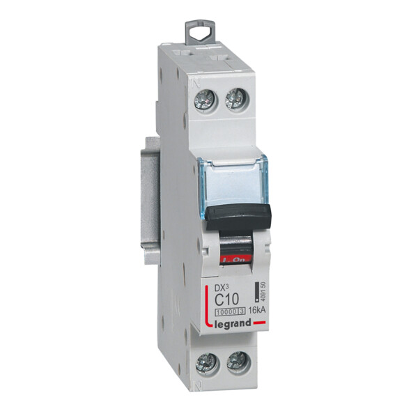 Disjoncteur dx³ 10000-vis/vis-u+n-230v~-10a-16ka-courbe c-protect départ - Legrand - 409150