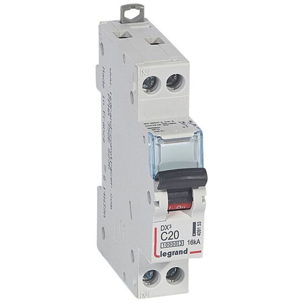 Disjoncteur dx³ 10000-vis/vis-u+n-230v~-20a-16ka-courbe c-protect départ - Legrand - 409153