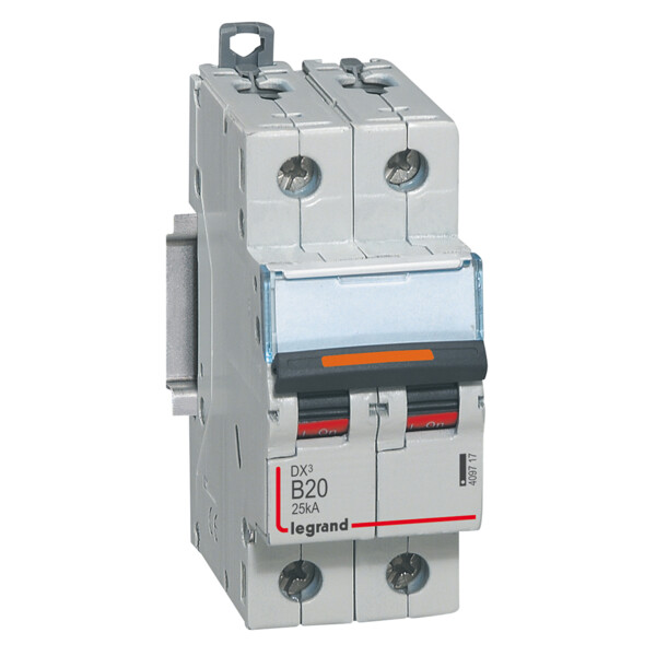 Disjoncteur dx³-vis/vis-2p-230/400v~-20a-25ka-courbe b-prot.départ-peigne hx³ trad 2p - Legrand - 409717