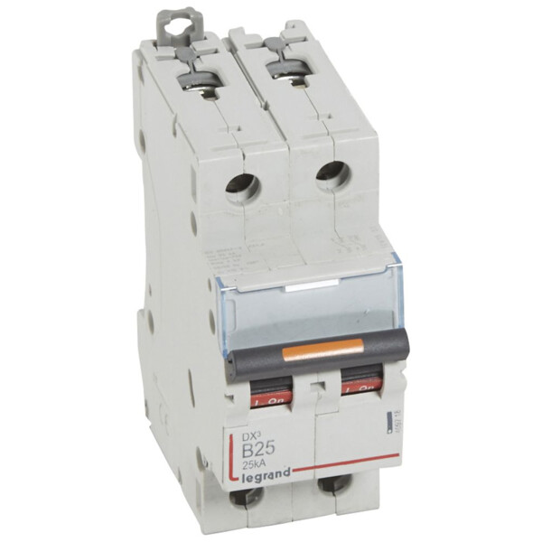 Disjoncteur dx³-vis/vis-2p-230/400v~-25a-25ka-courbe b-prot.départ-peigne hx³ trad 2p - Legrand - 409718