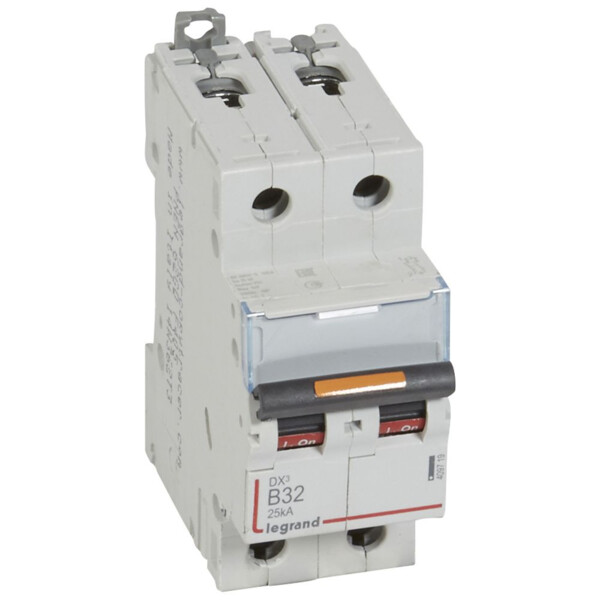Disjoncteur dx³-vis/vis-2p-230/400v~-32a-25ka-courbe b-prot.départ-peigne hx³ trad 2p - Legrand - 409719
