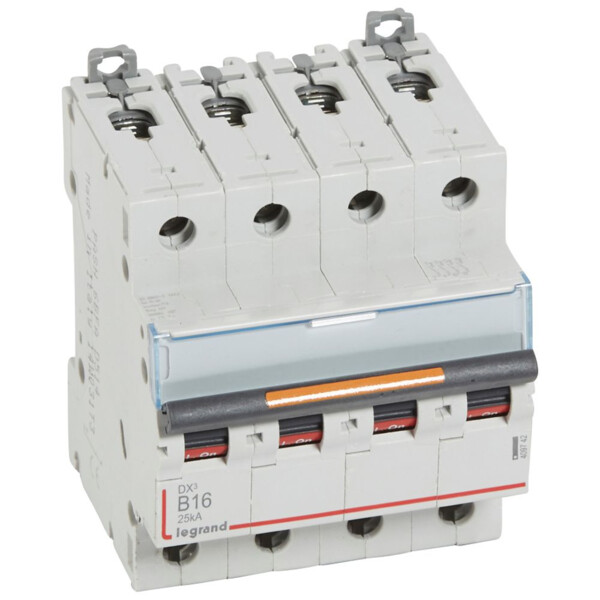 Disjoncteur dx³-vis/vis-4p-400v~-16a-25ka-courbe b-prot.départ-peigne hx³ trad 4p - Legrand - 409742