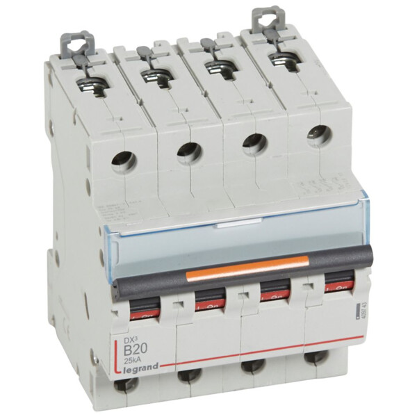 Disjoncteur dx³-vis/vis-4p-400v~-20a-25ka-courbe b-prot.départ-peigne hx³ trad 4p - Legrand - 409743