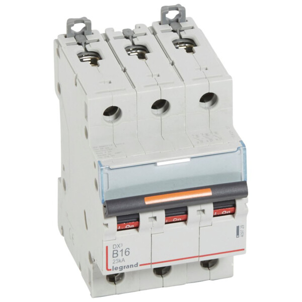 Disjoncteur dx³-vis/vis-3p-400v~-16a-25ka-courbe b-prot.départ-peigne hx³ trad 3p - Legrand - 409729