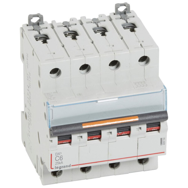 Disjoncteur dx³-vis/vis-4p-400v~-6a-25ka-courbe c-protect départ - Legrand - 409792