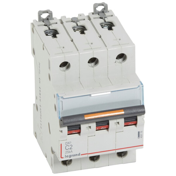 Disjoncteur dx³-vis/vis-3p-400v~-2a-25ka-courbe c-protect départ - Legrand - 409778