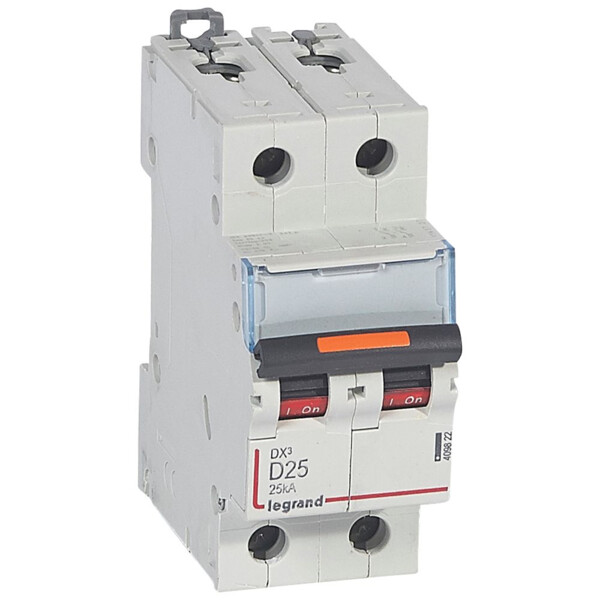 Disjoncteur dx³-vis/vis-2p-230/400v~-25a-25ka-courbe d-prot.départ-peigne hx³ trad 2p - Legrand - 409822