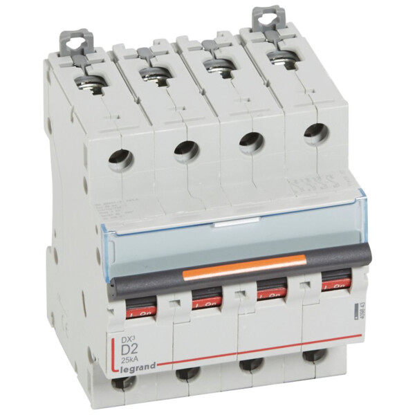 Disjoncteur dx³-vis/vis-4p-400v~-2a-25ka-courbe d-prot.départ-peigne hx³ trad 4p - Legrand - 409843