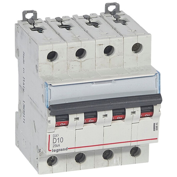 Disjoncteur dx³-vis/vis-4p-400v~-10a-25ka-courbe d-prot.départ-peigne hx³ trad 4p - Legrand - 409845
