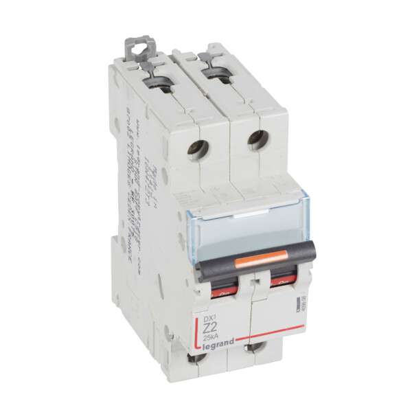 Disjoncteur dx³ 25 ka - courbe z - 2p 230/400v~- 2 a - vis/vis - 2 modules - Legrand - 409908