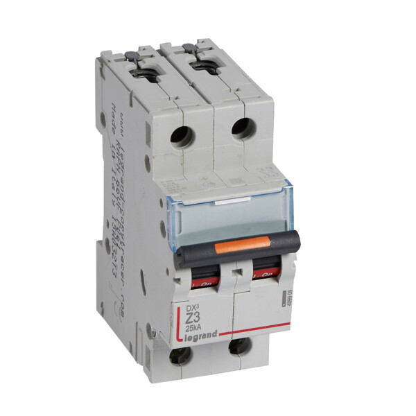 Disjoncteur dx³ 25 ka - courbe z - 2p 230/400v~- 3 a - vis/vis - 2 modules - Legrand - 409909