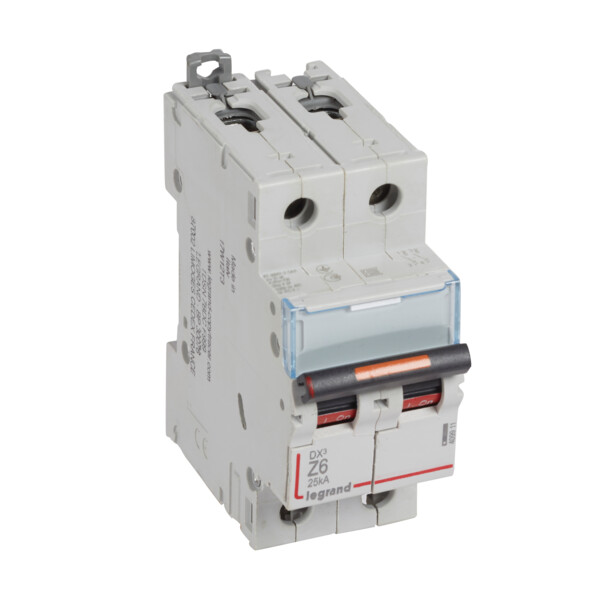 Disjoncteur dx³ 25 ka - courbe z - 2p 230/400v~- 6 a - vis/vis - 2 modules - Legrand - 409911