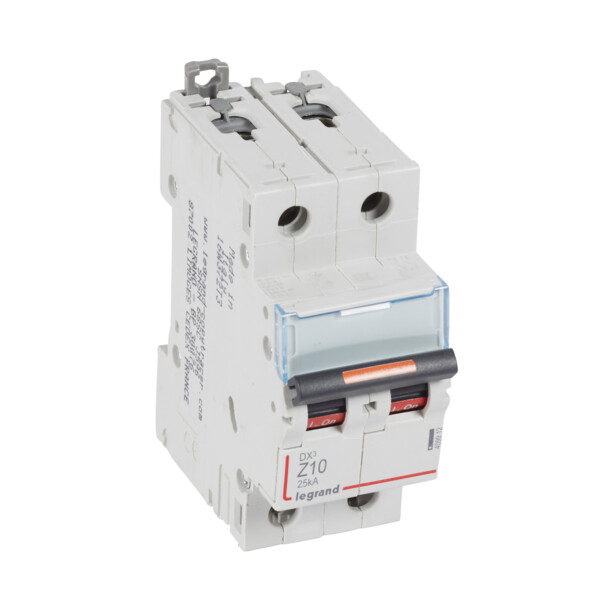 Disjoncteur dx³ 25 ka - courbe z - 2p 230/400v~- 10 a - vis/vis - 2 modules - Legrand - 409912