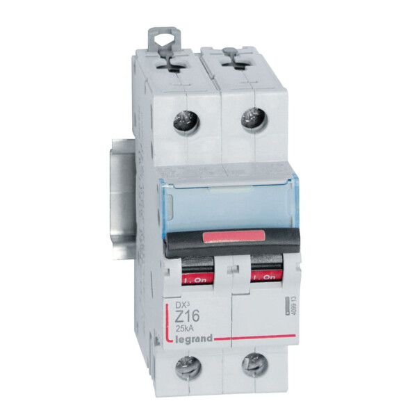 Disjoncteur dx³ 25 ka - courbe z - 2p 230/400v~- 16 a - vis/vis - 2 modules - Legrand - 409913