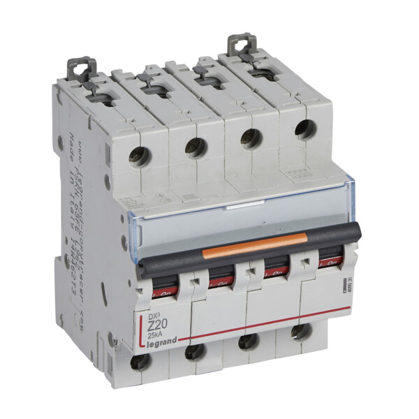 Disjoncteur dx³ 25 ka - courbe z - 4p 400v~- 20 a - vis/vis - 3 modules - Legrand - 409936