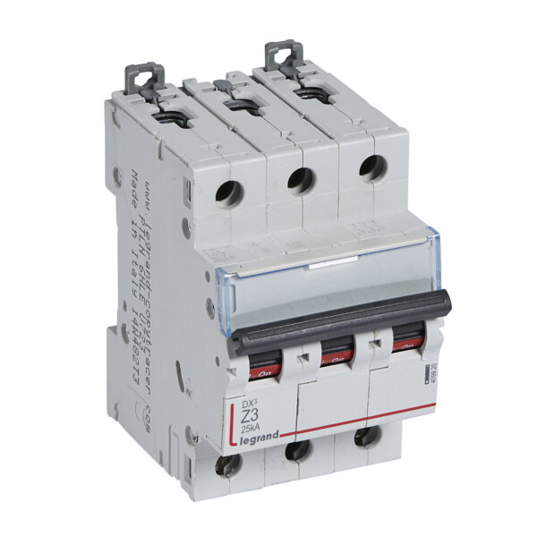 Disjoncteur dx³ 25 ka - courbe z - 3p 400v~- 3 a - vis/vis - 3 modules - Legrand - 409920