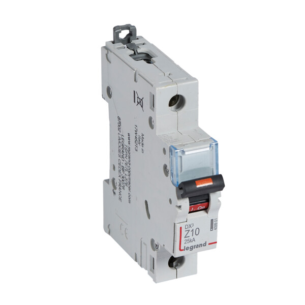 Disjoncteur dx³ 25 ka - courbe z - 1p 230/400v~- 10 a - vis/vis - 1 module - Legrand - 409901