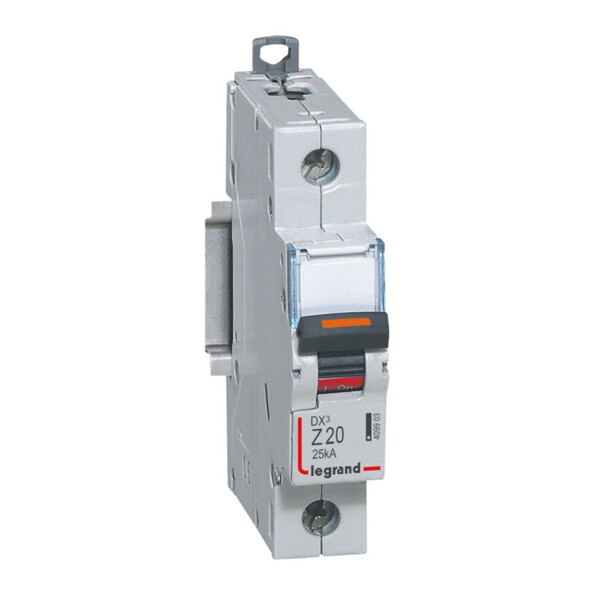 Disjoncteur dx³ 25 ka - courbe z - 1p 230/400v~- 20 a - vis/vis - 1 module - Legrand - 409903