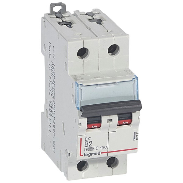 Disjoncteur dx³ 6000 -vis/vis- 2p-230/400v~ -2a-10ka - courbe b - protect départ - Legrand - 407491