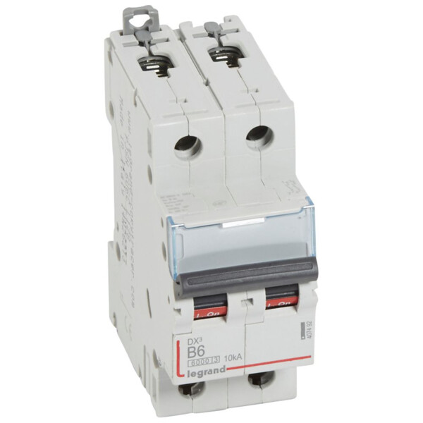Disjoncteur dx³ 6000 -vis/vis- 2p-230/400v~ -6a-10ka - courbe b - protect départ - Legrand - 407492