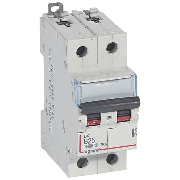Disjoncteur dx³ 6000 -vis/vis- 2p-230/400v~ -25a-10ka - courbe b - protect départ - Legrand - 407496