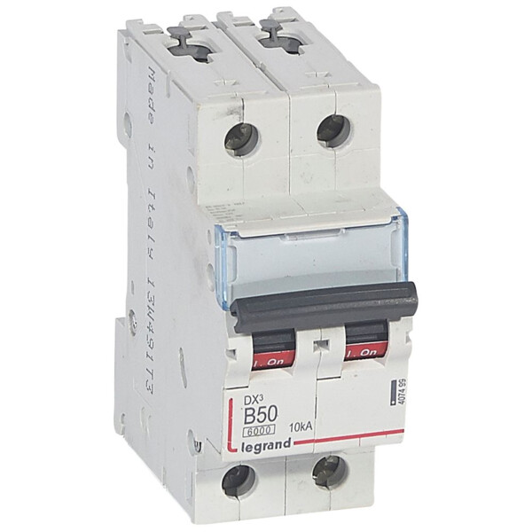 Disjoncteur dx³ 6000 -vis/vis- 2p-230/400v~ -50a-10ka - courbe b - protect départ - Legrand - 407499