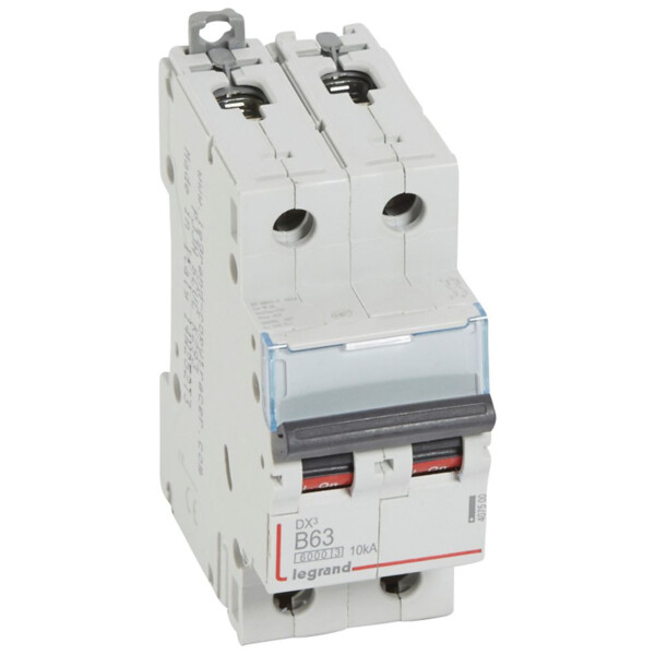 Disjoncteur dx³ 6000 -vis/vis- 2p-230/400v~ -63a-10ka - courbe b - protect départ - Legrand - 407500