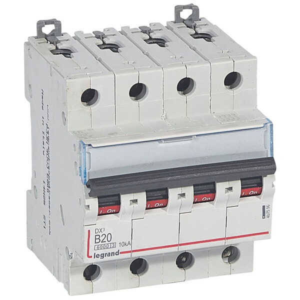 Disjoncteur dx³ 6000 -vis/vis- 4p- 400v~ - 20a-10ka - courbe b - protect départ - Legrand - 407596