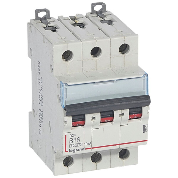 Disjoncteur dx³ 6000 -vis/vis- 3p- 400v~ - 16a-10ka - courbe b - protect départ - Legrand - 407532