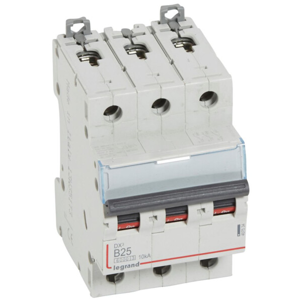 Disjoncteur dx³ 6000 -vis/vis- 3p- 400v~ - 25a-10ka - courbe b - protect départ - Legrand - 407534