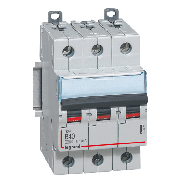 Disjoncteur dx³ 6000 -vis/vis- 3p- 400v~ - 40a-10ka - courbe b - protect départ - Legrand - 407536