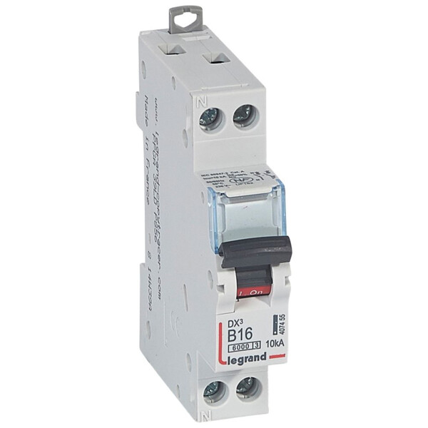 Disjoncteur dx³ 6000 -vis/vis- u+n - 230v~ -16a-10ka - courbe b - protect départ - Legrand - 407455