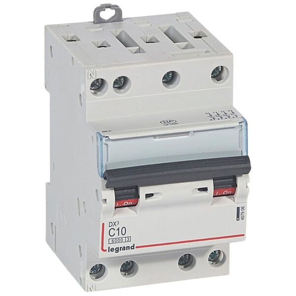 Disjoncteur dx³ 6000 -vis/vis- 4p- 400v~-10a-10ka-courbec-départ-peigne hx³ opti 4p - Legrand - 407906