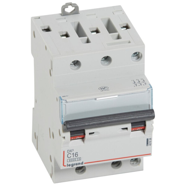Disjoncteur dx³ 6000 -vis/vis- 3p- 400v~-16a-10ka-courbec-départ-peigne hx³ opti 4p - Legrand - 407838