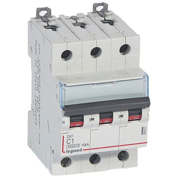 Disjoncteur dx³ 6000 -vis/vis- 3p- 400v~-1a-10ka-courbec-départ-peigne hx³ trad 4p - Legrand - 407821